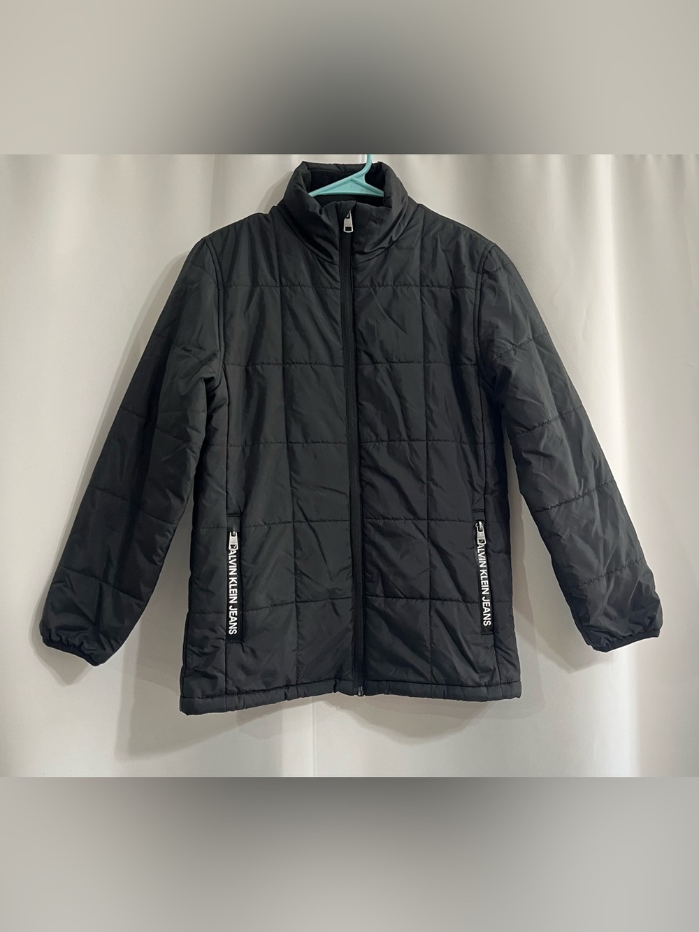 Calvin Klein Jeans puffer Boy's Black Quilted Zip Fleece Lined Jacket (M 10/12)